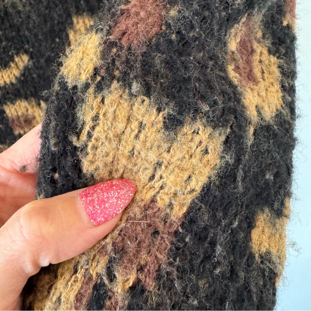 Free People Out Of Africa Wild Cat Wool Cardigan Sweater Oversized S $128 - Picture 7 of 13